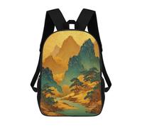 sinyumoney Mochila Escolar Para Niños 17inch Impresa En 3D Golden Mountain Landscape Mochila Deportiva Para Niños Y Niñas Mochila De Moda