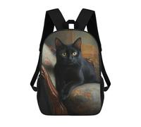 sinyumoney Mochila Escolar Para Niños 17inch Impresa En 3D Gothic Black Cat Portrait Mochila Deportiva Para Niños Y Niñas Mochila De Moda
