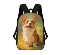 sinyumoney Mochila Escolar Para Niños 17inch Impresa En 3D Happy Corgi Painting Mochila Deportiva Para Niños Y Niñas Mochila De Moda