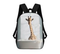 sinyumoney Mochila Escolar Para Niños 17inch Impresa En 3D Happy Giraffe in The Bath Mochila Deportiva Para Niños Y Niñas Mochila De Moda
