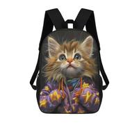 sinyumoney Mochila Escolar Para Niños 17inch Impresa En 3D Kitten in Starry Hoodie Mochila Deportiva Para Niños Y Niñas Mochila De Moda