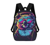 sinyumoney Mochila Escolar Para Niños 17inch Impresa En 3D Koala Headphones Sunglasses Art Print Mochila Deportiva Para Niños Y Niñas Mochila De Moda