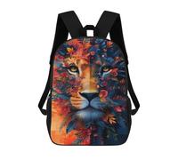 sinyumoney Mochila Escolar Para Niños 17inch Impresa En 3D Lion Face with Flowers Art Print Mochila Deportiva Para Niños Y Niñas Mochila De Moda