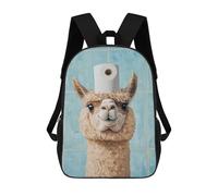 sinyumoney Mochila Escolar Para Niños 17inch Impresa En 3D Llama with Toilet Paper Hat Mochila Deportiva Para Niños Y Niñas Mochila De Moda