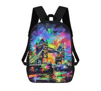 sinyumoney Mochila Escolar Para Niños 17inch Impresa En 3D London Bridge Neon Art Print Mochila Deportiva Para Niños Y Niñas Mochila De Moda
