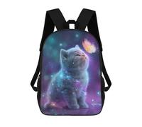 sinyumoney Mochila Escolar Para Niños 17inch Impresa En 3D Magical Kitten with Butterfly Mochila Deportiva Para Niños Y Niñas Mochila De Moda