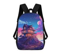 sinyumoney Mochila Escolar Para Niños 17inch Impresa En 3D Magical Moonlit Cottage Mochila Deportiva Para Niños Y Niñas Mochila De Moda