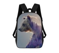 sinyumoney Mochila Escolar Para Niños 17inch Impresa En 3D Nature's Majesty Bear, Mountains, Flowers Mochila Deportiva Para Niños Y Niñas Mochila De Moda