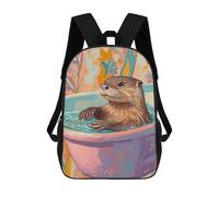 sinyumoney Mochila Escolar Para Niños 17inch Impresa En 3D Otter in Bathtub Painting-1 Mochila Deportiva Para Niños Y Niñas Mochila De Moda