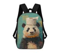 sinyumoney Mochila Escolar Para Niños 17inch Impresa En 3D Panda with Toilet Paper Roll on Head Mochila Deportiva Para Niños Y Niñas Mochila De Moda