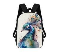 sinyumoney Mochila Escolar Para Niños 17inch Impresa En 3D Peacock in Watercolor Mochila Deportiva Para Niños Y Niñas Mochila De Moda