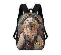 sinyumoney Mochila Escolar Para Niños 17inch Impresa En 3D Pirate Dog with Treasure Chest-2 Mochila Deportiva Para Niños Y Niñas Mochila De Moda