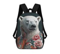 sinyumoney Mochila Escolar Para Niños 17inch Impresa En 3D Polar Bear with Tattoo Mochila Deportiva Para Niños Y Niñas Mochila De Moda