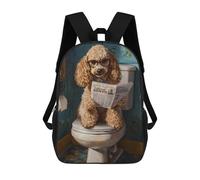 sinyumoney Mochila Escolar Para Niños 17inch Impresa En 3D Poodle Reading Newspaper on Toilet-4 Mochila Deportiva Para Niños Y Niñas Mochila De Moda