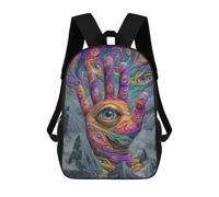 sinyumoney Mochila Escolar Para Niños 17inch Impresa En 3D Psychedelic Hand with Eyes Art Print Mochila Deportiva Para Niños Y Niñas Mochila De Moda