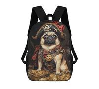 sinyumoney Mochila Escolar Para Niños 17inch Impresa En 3D Pug Pirate Treasure Chest-1 Mochila Deportiva Para Niños Y Niñas Mochila De Moda