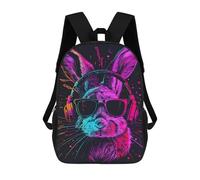 sinyumoney Mochila Escolar Para Niños 17inch Impresa En 3D Rabbit DJ Headphones Art Print Mochila Deportiva Para Niños Y Niñas Mochila De Moda