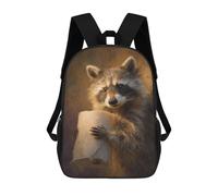 sinyumoney Mochila Escolar Para Niños 17inch Impresa En 3D Raccoon Holding Toilet Paper Roll-3 Mochila Deportiva Para Niños Y Niñas Mochila De Moda