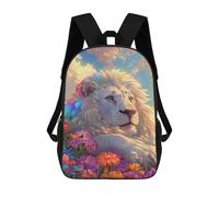 sinyumoney Mochila Escolar Para Niños 17inch Impresa En 3D Rainbow Lion in Flowers Mochila Deportiva Para Niños Y Niñas Mochila De Moda