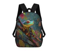 sinyumoney Mochila Escolar Para Niños 17inch Impresa En 3D Rainforest Frog in Action Mochila Deportiva Para Niños Y Niñas Mochila De Moda