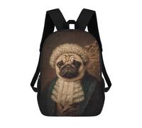 sinyumoney Mochila Escolar Para Niños 17inch Impresa En 3D Regal Pug in Historical Attire Mochila Deportiva Para Niños Y Niñas Mochila De Moda