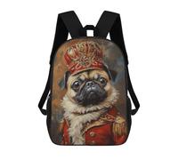 sinyumoney Mochila Escolar Para Niños 17inch Impresa En 3D Royal Pug Portrait Art Print-1 Mochila Deportiva Para Niños Y Niñas Mochila De Moda