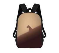 sinyumoney Mochila Escolar Para Niños 17inch Impresa En 3D Silhouette of A Horse in Fog Mochila Deportiva Para Niños Y Niñas Mochila De Moda
