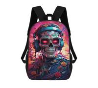 sinyumoney Mochila Escolar Para Niños 17inch Impresa En 3D Skull Headphones Artwork Mochila Deportiva Para Niños Y Niñas Mochila De Moda
