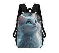 sinyumoney Mochila Escolar Para Niños 17inch Impresa En 3D Snowy Kitty Gazing Up Mochila Deportiva Para Niños Y Niñas Mochila De Moda