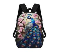sinyumoney Mochila Escolar Para Niños 17inch Impresa En 3D Stained Glass Peacock Artwork-5 Mochila Deportiva Para Niños Y Niñas Mochila De Moda