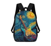sinyumoney Mochila Escolar Para Niños 17inch Impresa En 3D Starry Night Guitar Art Print -2 Mochila Deportiva Para Niños Y Niñas Mochila De Moda