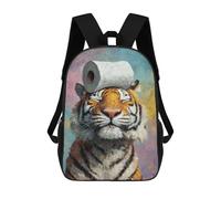 sinyumoney Mochila Escolar Para Niños 17inch Impresa En 3D Tiger with Toilet Paper on Head Mochila Deportiva Para Niños Y Niñas Mochila De Moda