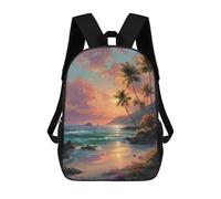sinyumoney Mochila Escolar Para Niños 17inch Impresa En 3D Tropical Sunset Beach Scene Mochila Deportiva Para Niños Y Niñas Mochila De Moda