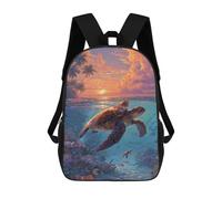 sinyumoney Mochila Escolar Para Niños 17inch Impresa En 3D Tropical Sunset Sea Turtles Mochila Deportiva Para Niños Y Niñas Mochila De Moda