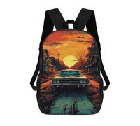 sinyumoney Mochila Escolar Para Niños 17inch Impresa En 3D Vintage Car Sunset Road Mochila Deportiva Para Niños Y Niñas Mochila De Moda