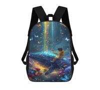 sinyumoney Mochila Escolar Para Niños 17inch Impresa En 3D Whale with Rainbow Butterfly Garden Mochila Deportiva Para Niños Y Niñas Mochila De Moda