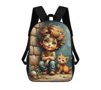 sinyumoney Mochila Escolar Para Niños 17inch Impresa En 3D Whimsical Child with Kitten Mochila Deportiva Para Niños Y Niñas Mochila De Moda