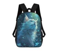 sinyumoney Mochila Escolar Para Niños 17inch Impresa En 3D White Cat Mochila Deportiva Para Niños Y Niñas Mochila De Moda