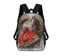 sinyumoney Mochila Escolar Para Niños 17inch Impresa En 3D Winter Horse Ride Painting Mochila Deportiva Para Niños Y Niñas Mochila De Moda