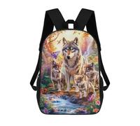 sinyumoney Mochila Escolar Para Niños 17inch Impresa En 3D Wolf Family in Fantasy Forest-1 Mochila Deportiva Para Niños Y Niñas Mochila De Moda