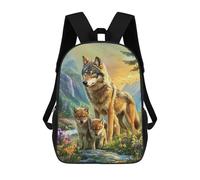 sinyumoney Mochila Escolar Para Niños 17inch Impresa En 3D Wolf Family in Wildflowers Mochila Deportiva Para Niños Y Niñas Mochila De Moda