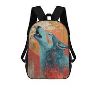 sinyumoney Mochila Escolar Para Niños 17inch Impresa En 3D Wolf Howling at Moon Art Print-2 Mochila Deportiva Para Niños Y Niñas Mochila De Moda