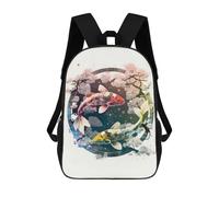 sinyumoney Mochila Escolar Para Niños 17inch Mochila Escolar Para Niños 2 Koi Fish Red And Gold Mochila Escolar Informal De Moda Mochilas De Viaje Con Estampado 3D Divertidas Y Geniales