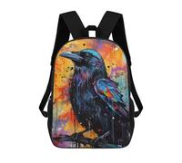 sinyumoney Mochila Escolar Para Niños 17inch Mochila Escolar Para Niños Abstract Raven Watercolor Mochila Escolar Informal De Moda Mochilas De Viaje Con Estampado 3D Divertidas Y Geniales
