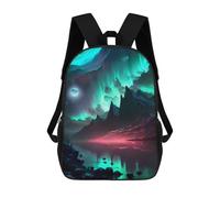 sinyumoney Mochila Escolar Para Niños 17inch Mochila Escolar Para Niños Aurora Moon Night Mochila Escolar Informal De Moda Mochilas De Viaje Con Estampado 3D Divertidas Y Geniales