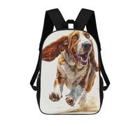 sinyumoney Mochila Escolar Para Niños 17inch Mochila Escolar Para Niños Basset Hound Running Mochila Escolar Informal De Moda Mochilas De Viaje Con Estampado 3D Divertidas Y Geniales