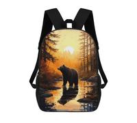 sinyumoney Mochila Escolar Para Niños 17inch Mochila Escolar Para Niños Bear in Golden Forest Mochila Escolar Informal De Moda Mochilas De Viaje Con Estampado 3D Divertidas Y Geniales