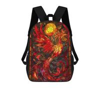 sinyumoney Mochila Escolar Para Niños 17inch Mochila Escolar Para Niños Bird Phoenix Stain Glass Mochila Escolar Informal De Moda Mochilas De Viaje Con Estampado 3D Divertidas Y Geniales
