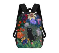 sinyumoney Mochila Escolar Para Niños 17inch Mochila Escolar Para Niños Black Cat in The Flowers Mochila Escolar Informal De Moda Mochilas De Viaje Con Estampado 3D Divertidas Y Geniales