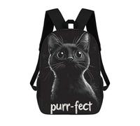 sinyumoney Mochila Escolar Para Niños 17inch Mochila Escolar Para Niños Black Cat Portrait And Purr-fect Mochila Escolar Informal De Moda Mochilas De Viaje Con Estampado 3D Divertidas Y Geniales